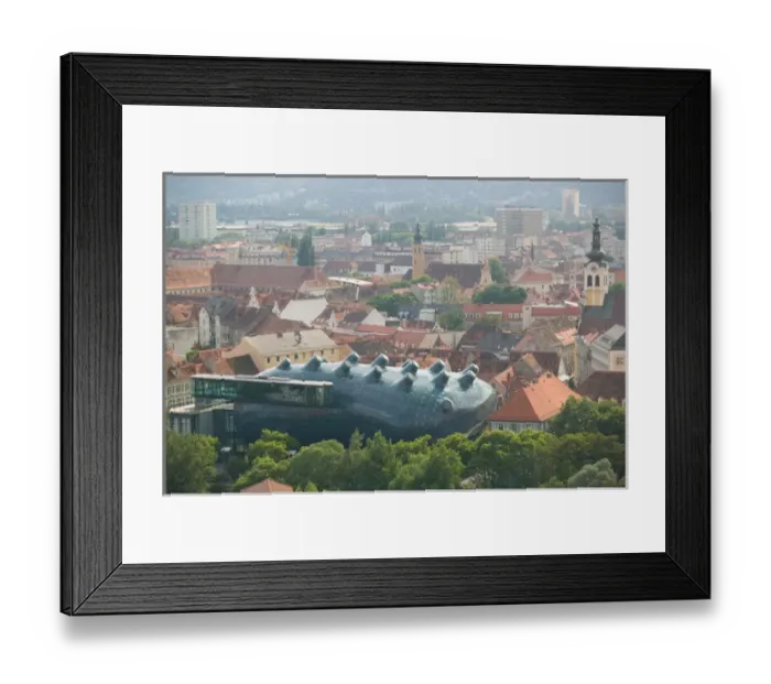 Framed Print : AUSTRIA-STYRIA (Stiermark)- GRAZ: Kunsthaus Graz - New Art Museum  /  View