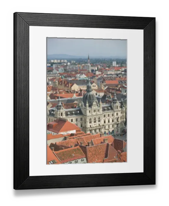 Framed Print : AUSTRIA-STYRIA (Stiermark)- GRAZ: Town View with Town Hall (Rathaus) from