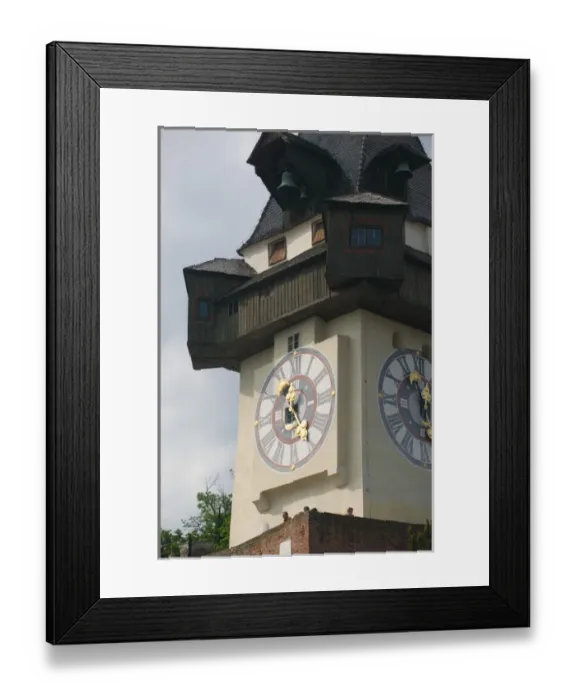 Framed Print : AUSTRIA-STYRIA (Stiermark)- GRAZ: Schlossberg- Uhrturm  /  13th century Graz Clock Tower
