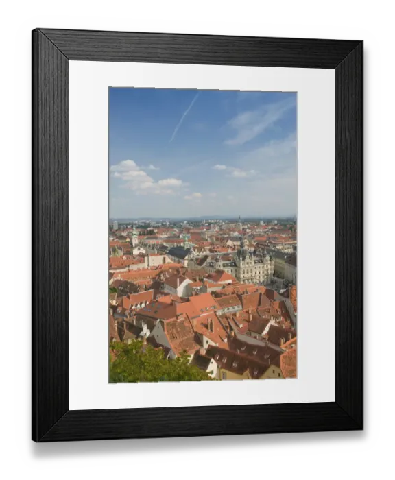 Framed Print : AUSTRIA-STYRIA (Stiermark)- GRAZ: Town View with Town Hall (Rathaus) from
