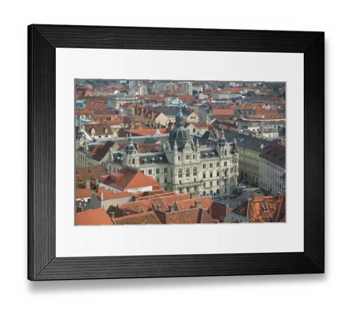 Framed Print : AUSTRIA-STYRIA (Stiermark)- GRAZ: Town View with Town Hall (Rathaus) from