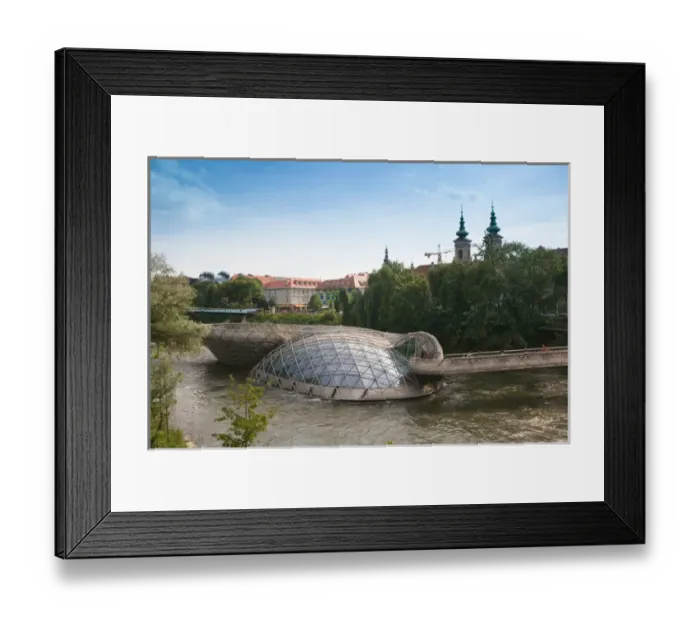 Framed Print : AUSTRIA-STYRIA (Stiermark)- GRAZ: Island in the Mur / Mur Insel / Bridge built 2003 Framed Print : AUSTRIA-STYRIA (Stiermark)- GRAZ: Island in the Mur / Mur Insel / Bridge built 2003