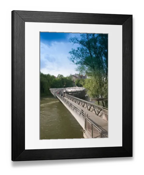 Framed Print : AUSTRIA-STYRIA (Stiermark)- GRAZ: Island in the Mur / Mur Insel / Bridge built 2003 Framed Print : AUSTRIA-STYRIA (Stiermark)- GRAZ: Island in the Mur / Mur Insel / Bridge built 2003