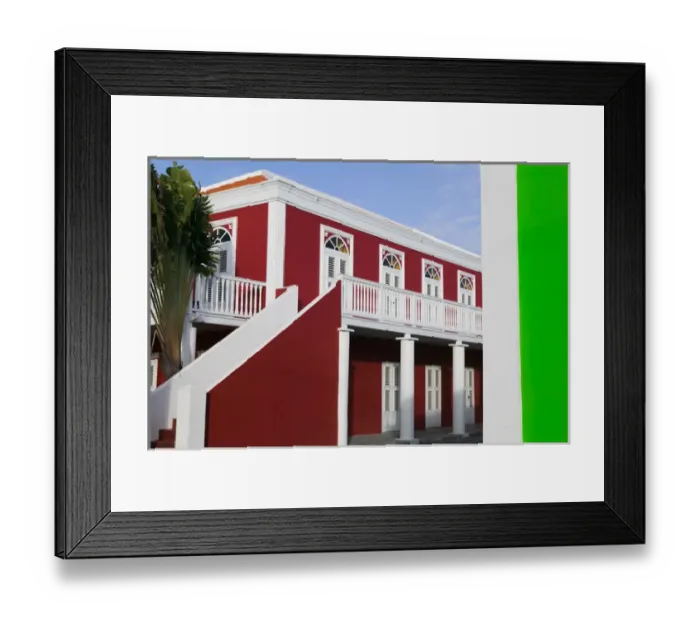 Framed Print : ABC Islands - ARUBA - Oranjestad: Colorful Aruban Government Building