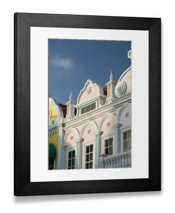 Framed Print : ABC Islands - ARUBA - Oranjestad: Dutch Architecture along Havenstraat / Downtown Framed Print : ABC Islands - ARUBA - Oranjestad: Dutch Architecture along Havenstraat / Downtown
