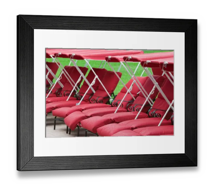 Framed Print : ABC Islands - ARUBA - Palm Beach: Red Chaise Lounge Seating by Pool Framed Print : ABC Islands - ARUBA - Palm Beach: Red Chaise Lounge Seating by Pool