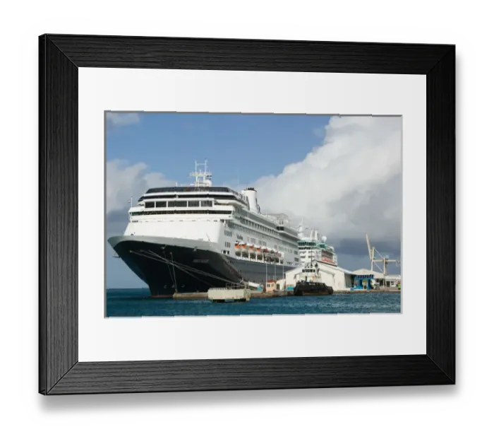 Framed Print : ABC Islands - ARUBA - Oranjestad: Morning View of the Cruise Ship Terminal