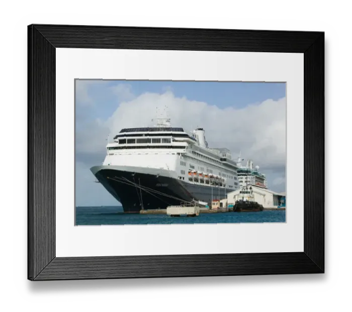 Framed Print : ABC Islands - ARUBA - Oranjestad: Morning View of the Cruise Ship Terminal