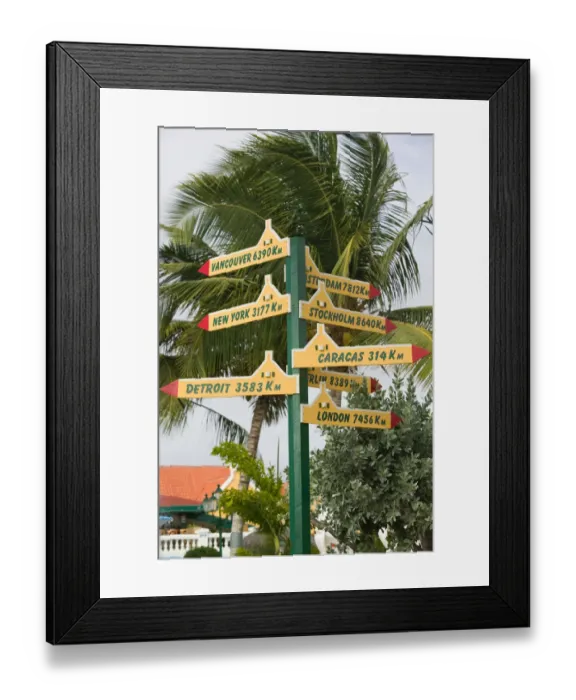 Framed Print : ABC Islands - ARUBA - Eagle Beach: Signpost in Low Rise Resort Area Framed Print : ABC Islands - ARUBA - Eagle Beach: Signpost in Low Rise Resort Area