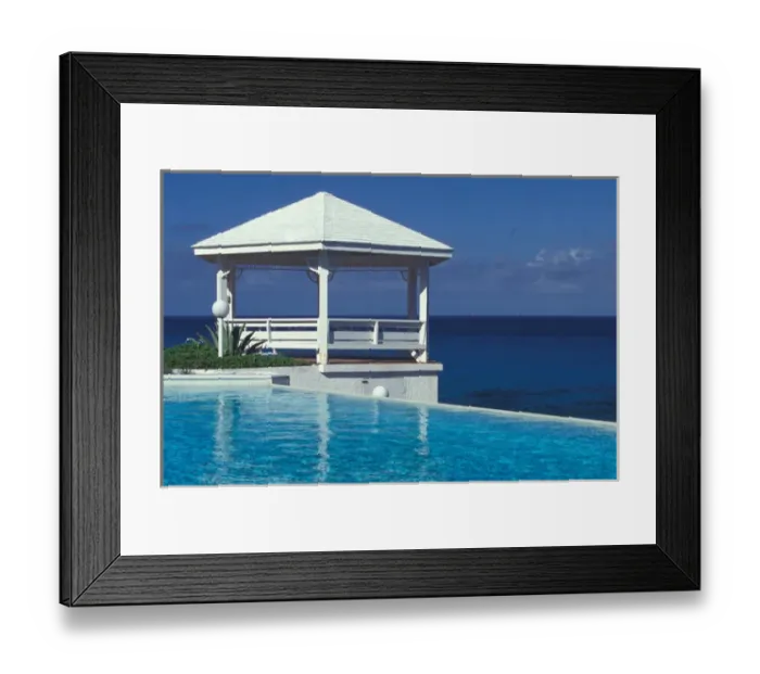 Framed Print : 01. Caribbean, Bahamas, Long Island. Gazebo view of Ocean