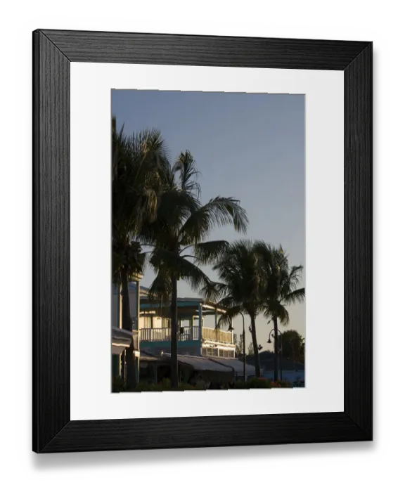Framed Print : Bahamas, Grand Bahama Island, Freeport, Setting sun lights waterfront restaurants Framed Print : Bahamas, Grand Bahama Island, Freeport, Setting sun lights waterfront restaurants