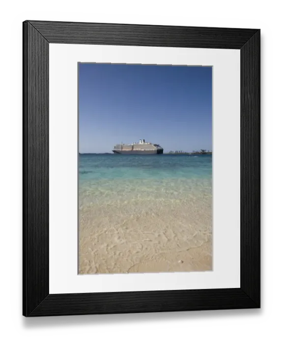 Framed Print : Bahamas, New Providence Island, Cruise ship sails past Cable Beach Framed Print : Bahamas, New Providence Island, Cruise ship sails past Cable Beach