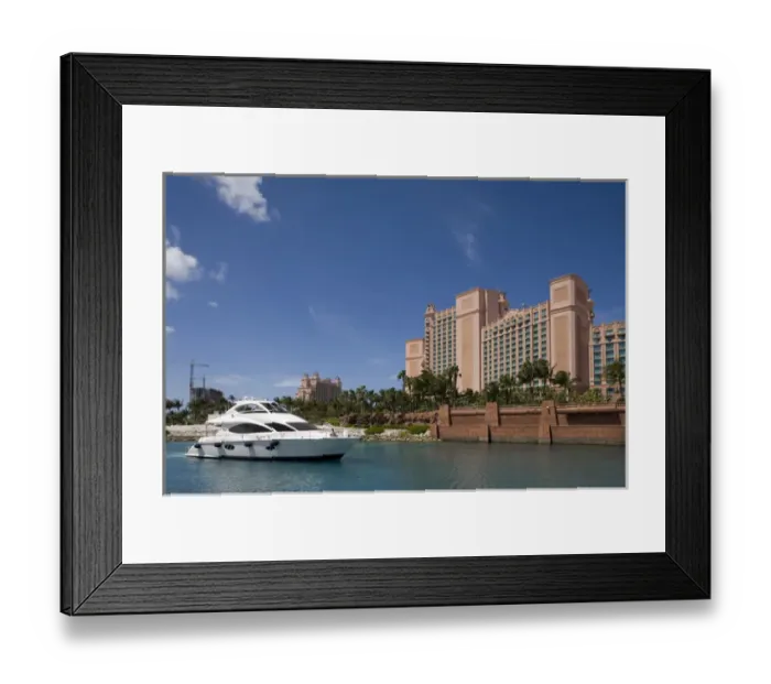 Framed Print : Bahamas, Paradise Island, Yacht motors into marina at Atlantis Resort Framed Print : Bahamas, Paradise Island, Yacht motors into marina at Atlantis Resort