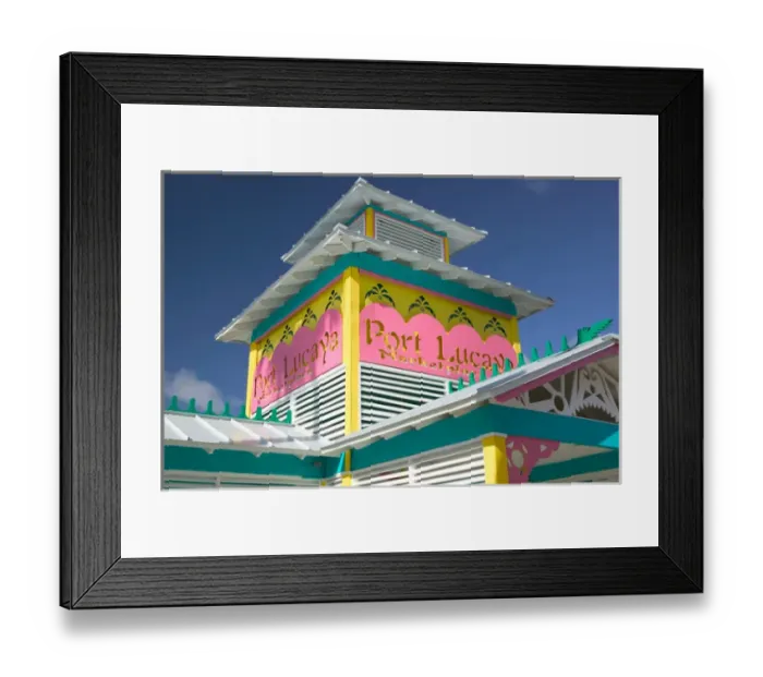 Framed Print : BAHAMAS-Grand Bahama Island-Lucaya: Port Lucaya Marketplace Sign