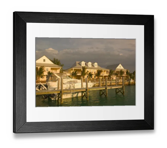 Framed Print : BAHAMAS-Grand Bahama Island-West End: Old Bahama Bay Marina Sunset