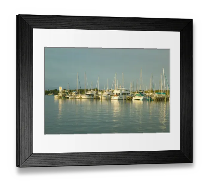 Framed Print : BAHAMAS- Abacos-Great Abaco Island-Marsh Harbour: Town Marina at Sunset