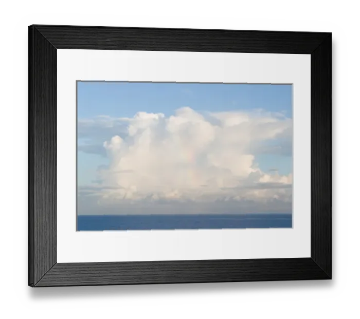 Framed Print : A rainbow in cumulus clouds forming over the Caribbean Sea near Barbados Framed Print : A rainbow in cumulus clouds forming over the Caribbean Sea near Barbados