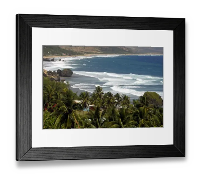 Framed Print : Bathsheba Beach on the east coast of Barbados in the Caribbean