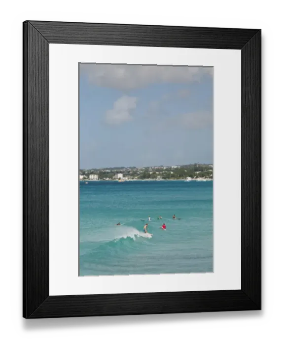 Framed Print : Surfers at Enterprise Point Barbados, Caribbean Framed Print : Surfers at Enterprise Point Barbados, Caribbean