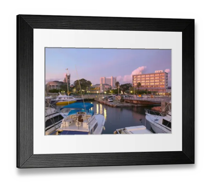 Framed Print : BARBADOS, Bridgetown, Evening View of The Careenage