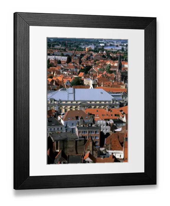 Framed Print : Belgium Market Place building roofs taken from Belfort 337 steps above center in Framed Print : Belgium Market Place building roofs taken from Belfort 337 steps above center in