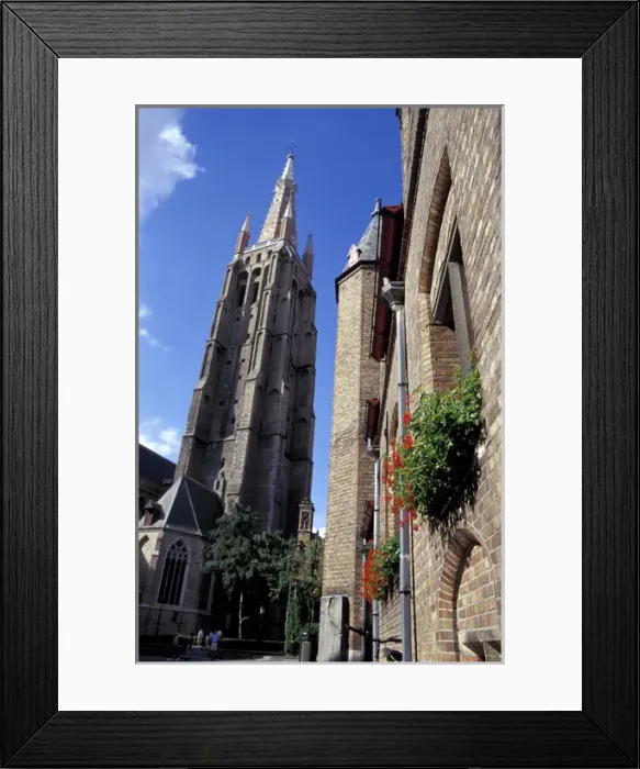 Framed Print : Europe, Belgium, Bruges Church of Our Lady; the huge church tower dominates Framed Print : Europe, Belgium, Bruges Church of Our Lady; the huge church tower dominates