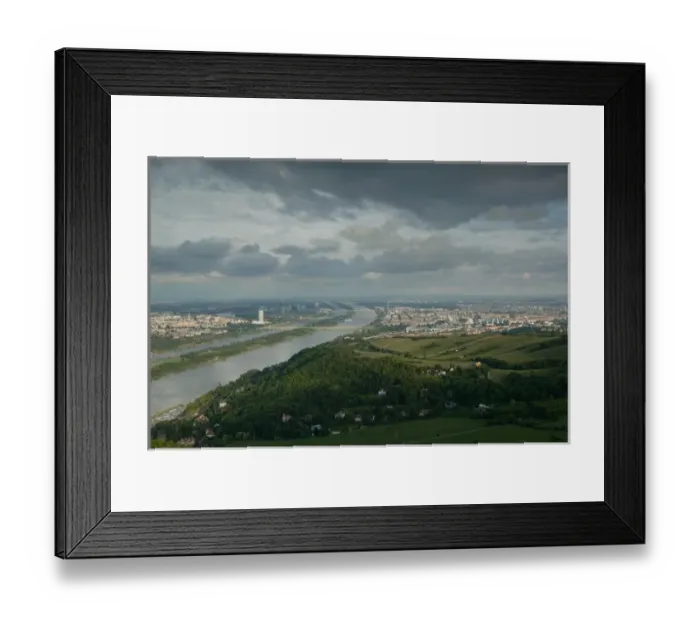 Framed Print : AUSTRIA-Vienna: UNO City & Danube River / Late Afternoon from Leopoldsberg Framed Print : AUSTRIA-Vienna: UNO City & Danube River / Late Afternoon from Leopoldsberg