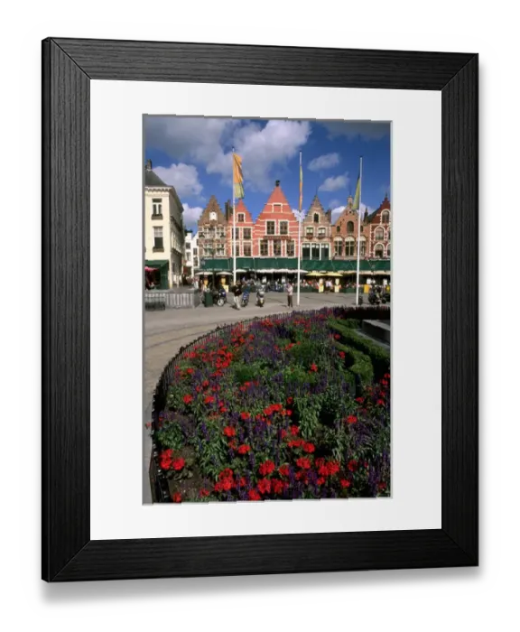 Framed Print : Belgium Great cafes and flowers with tourists in Marketplace in beautiful downtown Framed Print : Belgium Great cafes and flowers with tourists in Marketplace in beautiful downtown