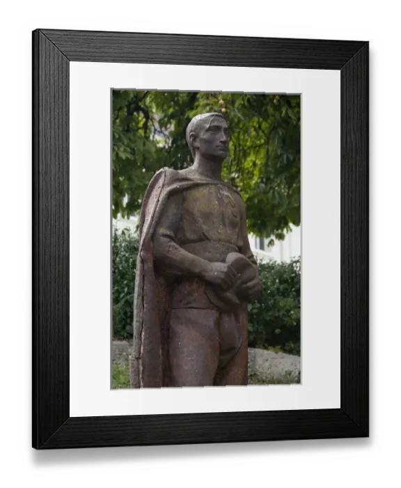 Framed Print : Bulgaria, Port city of Vidin. Europe Square, statue in pedestrian walkway area Framed Print : Bulgaria, Port city of Vidin. Europe Square, statue in pedestrian walkway area
