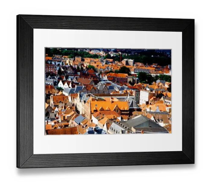 Framed Print : Europe, Belgium, West Flanders Province, Bruges (aka Brugge). View of Bruges rooftops