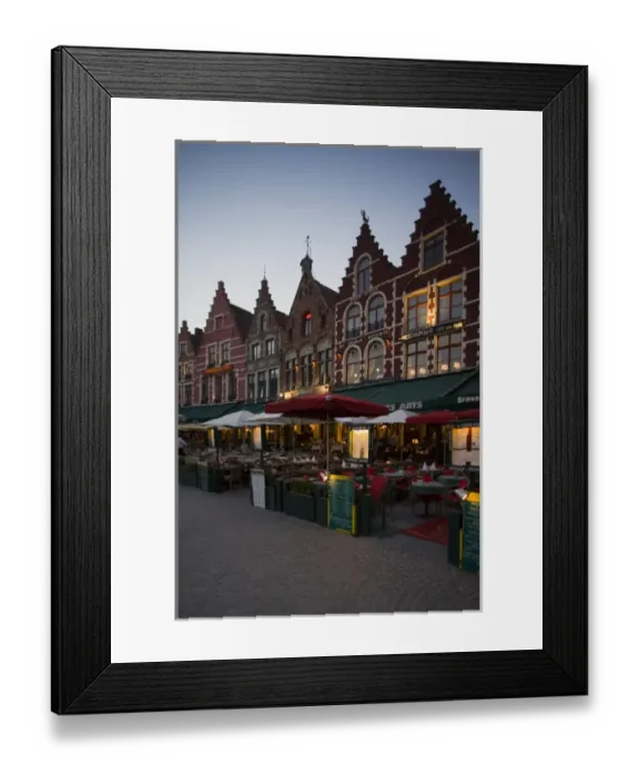 Framed Print : Gabled buildings, restaurants, Markt square, Brugge, Flanders, Belgium Framed Print : Gabled buildings, restaurants, Markt square, Brugge, Flanders, Belgium