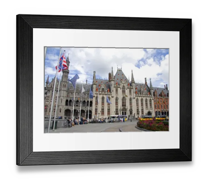 Framed Print : City Hall in The Big Market Square at Bruges in the province of West Flanders, Belgium
