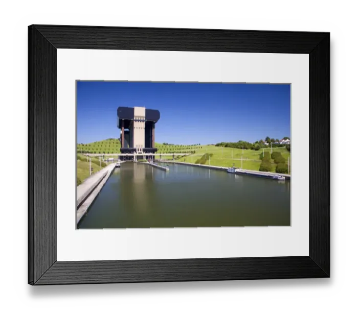 Framed Print : A view of the Strepy-Thieu boat lift on a branch of the Canal du Centre near Framed Print : A view of the Strepy-Thieu boat lift on a branch of the Canal du Centre near