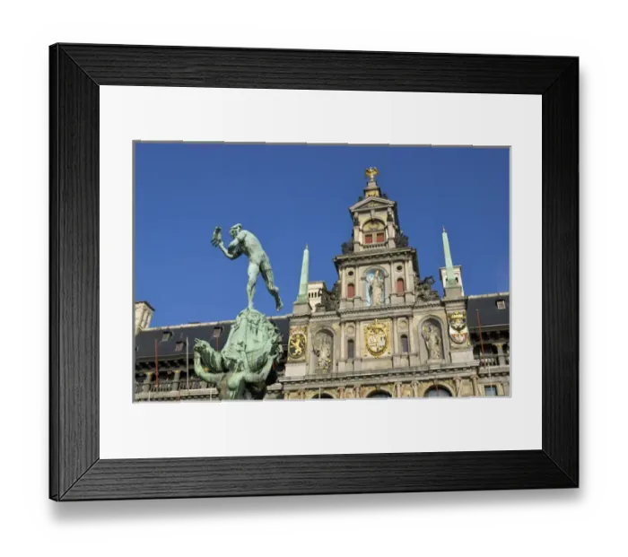 Framed Print : Europe, Belgium, Antwerpen, Antwerp, the Brabo Fountain by Jef Lambeaux (1887) in