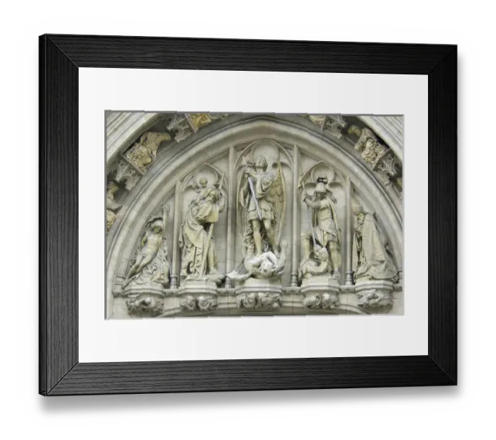 Framed Print : Europe, Belgium, Flanders, Brussels, detail of town hall over entry Framed Print : Europe, Belgium, Flanders, Brussels, detail of town hall over entry