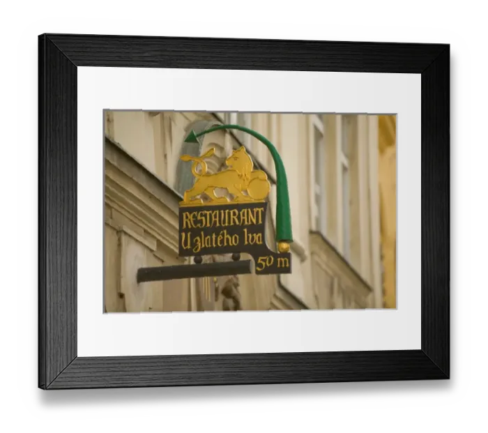 Framed Print : restaurant sign, Czech Republic, prague Framed Print : restaurant sign, Czech Republic, prague