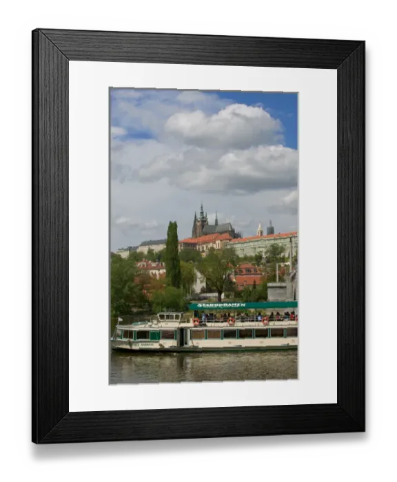 Framed Print : sightseeing boat, Vltava river, Czech Republic, prague Framed Print : sightseeing boat, Vltava river, Czech Republic, prague
