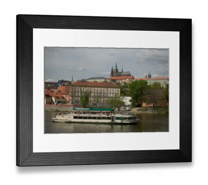 Framed Print : sightseeing boat, Vltava river, Czech Republic, prague