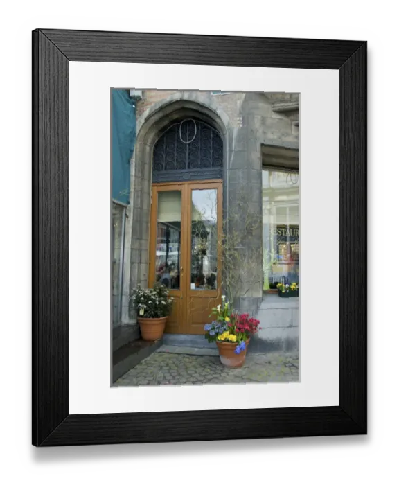 Framed Print : Europe, Belgium, West Flanders, Bruges, Restaurant entrance Framed Print : Europe, Belgium, West Flanders, Bruges, Restaurant entrance