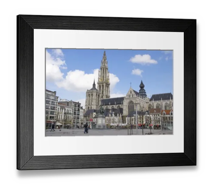 Framed Print : Europe, Belgium, Flanders, Antwerp Province, Antwerp, the Groenplaats or green square