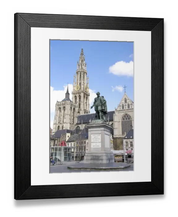 Framed Print : Europe, Belgium, Flanders, Antwerp Province, Antwerp, the Groenplaats or green square