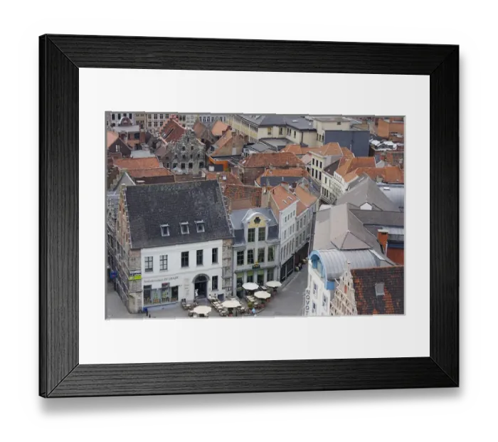 Framed Print : Europe, Belgium, Ghent. From the top of the belfry, a view of Ghent businesses Framed Print : Europe, Belgium, Ghent. From the top of the belfry, a view of Ghent businesses