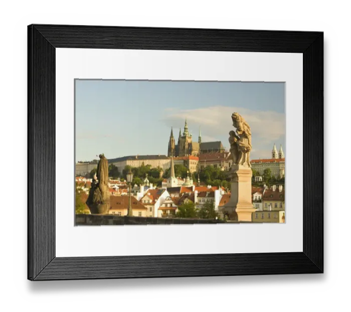 Framed Print : View from Charles Bridge (Karluv most), founded in 1357 towards Prague Castle, Baroque Framed Print : View from Charles Bridge (Karluv most), founded in 1357 towards Prague Castle, Baroque