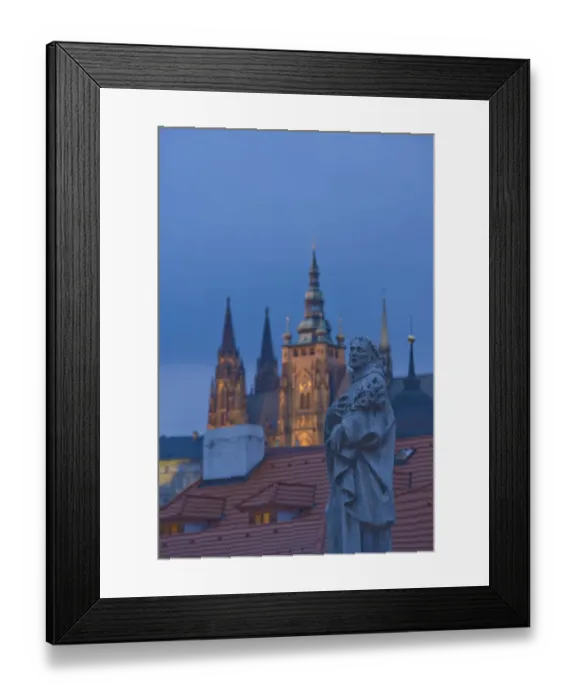 Framed Print : Little Quarter Side view of Charles Bridge, Prague Castle in right side background