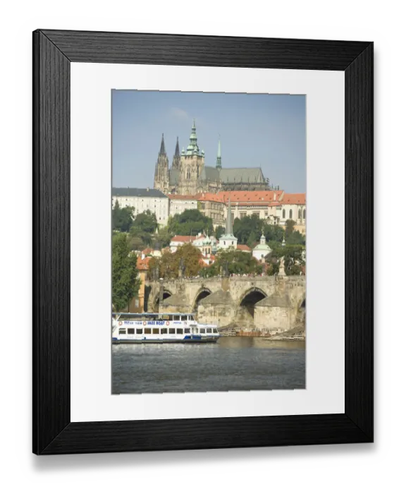 Framed Print : View of Charles Bridge and Prague Castle, Prague, Czech Republic Framed Print : View of Charles Bridge and Prague Castle, Prague, Czech Republic