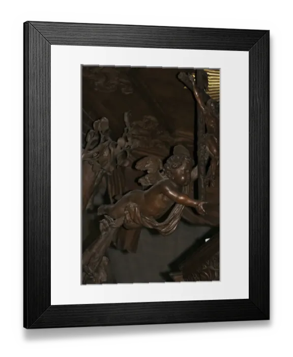 Framed Print : Europe, Belgium, Antwerp. Sculptures carved from wood within Antwerps Kathedraal