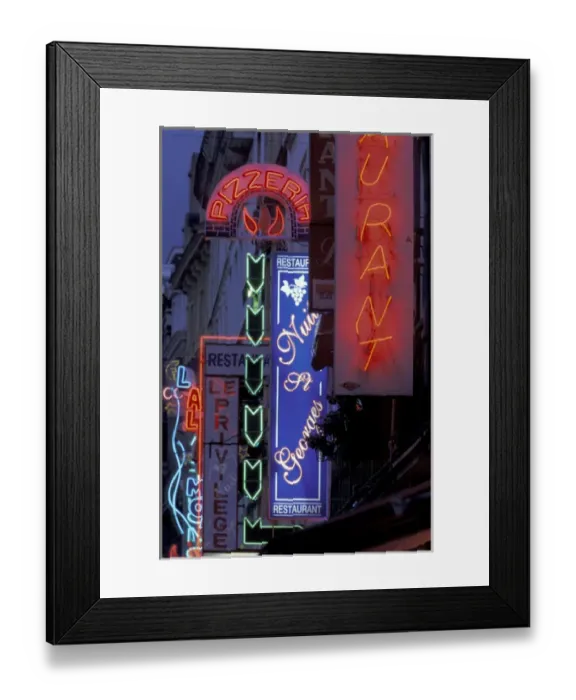 Framed Print : Europe, Belgium, Brabant, Brussels Neon cafe signs, Rue Des Bouchers, off Grand Place Framed Print : Europe, Belgium, Brabant, Brussels Neon cafe signs, Rue Des Bouchers, off Grand Place