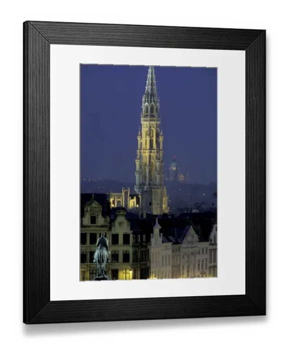 Framed Print : Europe, Belgium, Brabant, Brussels Evening view, Hotel de Ville and city Framed Print : Europe, Belgium, Brabant, Brussels Evening view, Hotel de Ville and city