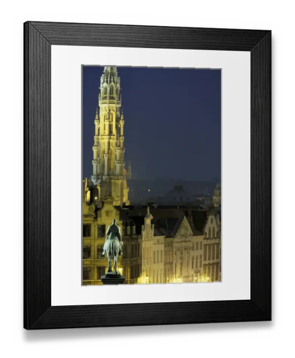 Framed Print : Europe, Belgium, Brabant, Brussels Evening view, Hotel de Ville and city Framed Print : Europe, Belgium, Brabant, Brussels Evening view, Hotel de Ville and city