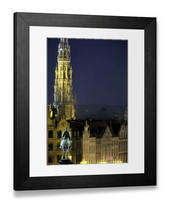 Framed Print : Europe, Belgium, Brussels. Hotel de Ville and city viewed from Palais des Congres Framed Print : Europe, Belgium, Brussels. Hotel de Ville and city viewed from Palais des Congres